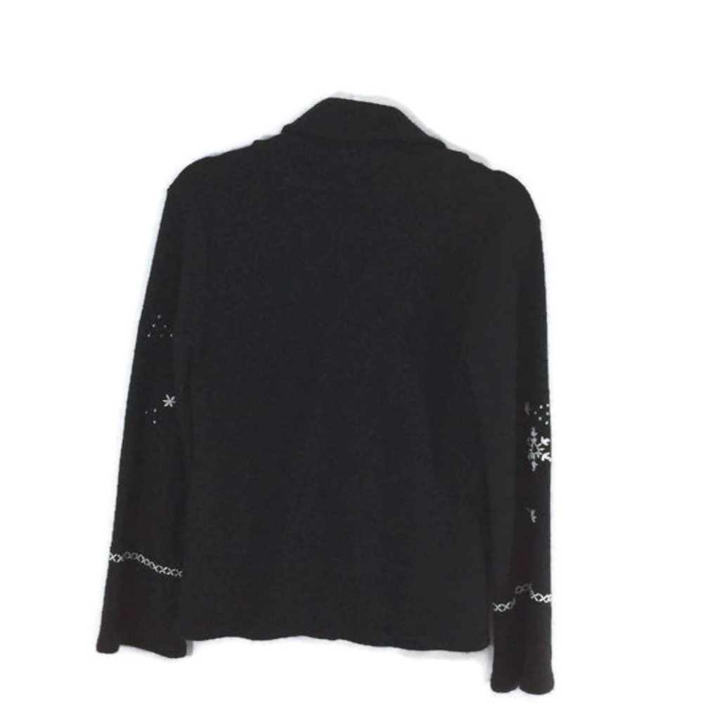 Vintage Black Button Snowflake Cardigan Sweater - Picture 2 of 6